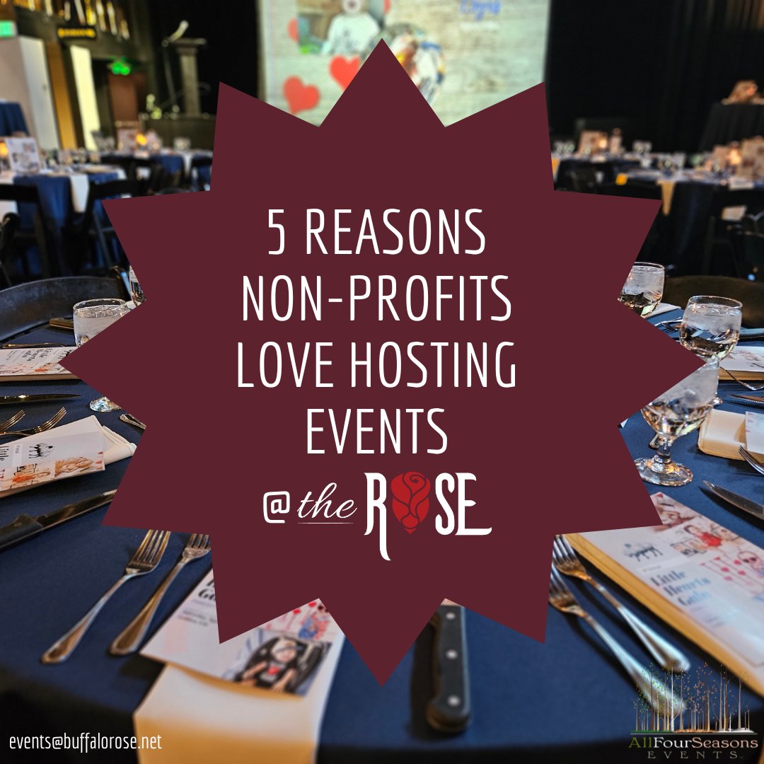 5 Reasons Non-Profits Love Hosting at #TheRoseVenueCO:
✨Beautiful, flexible space
✨In-house catering &amp; bar
✨Professional event staff
✨Non-profit discounts
✨Top-tier A/V for presentations

#AllFourSeasonsEvents #GoldenCO #NonProfitinGolden #GoldenNonProfit