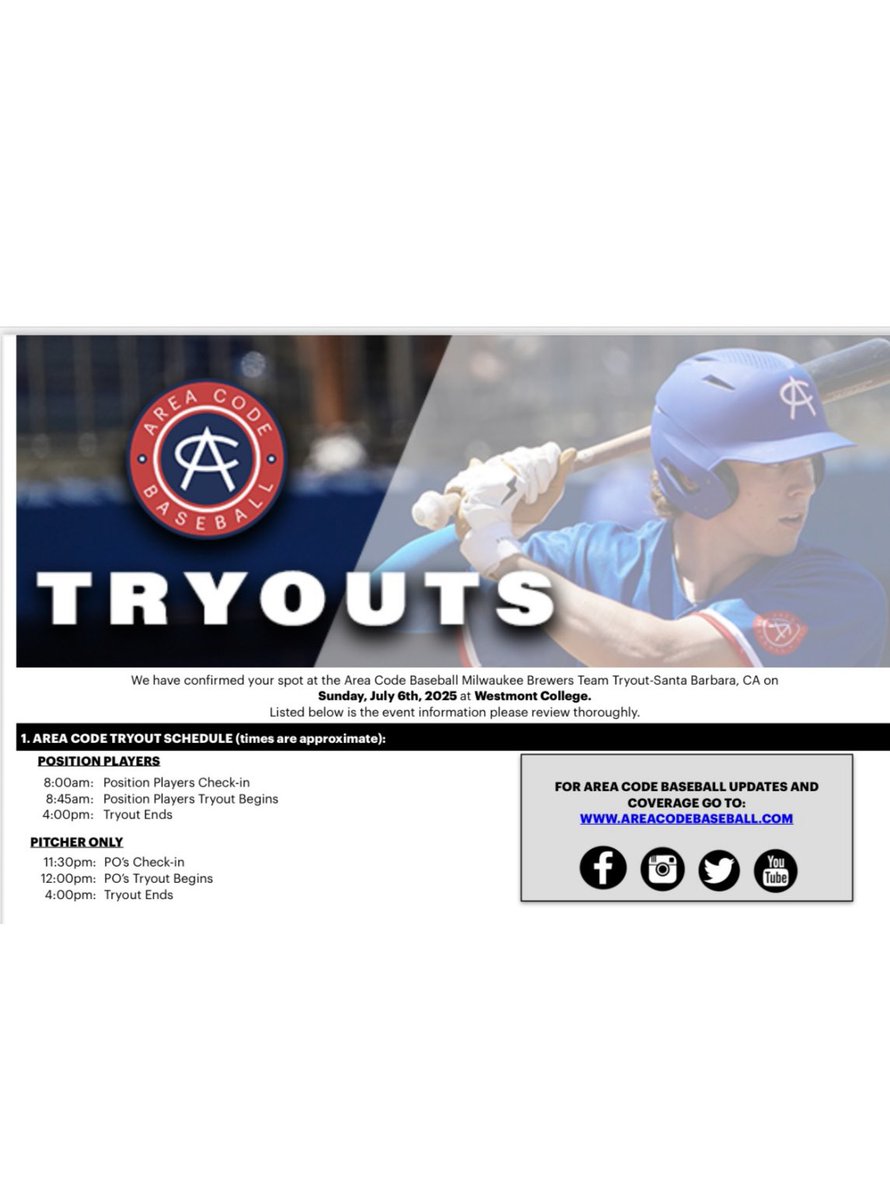 Congratulations and good luck to TPA’s Jace Lindblom for getting invited to the 2025 Area Code try outs!