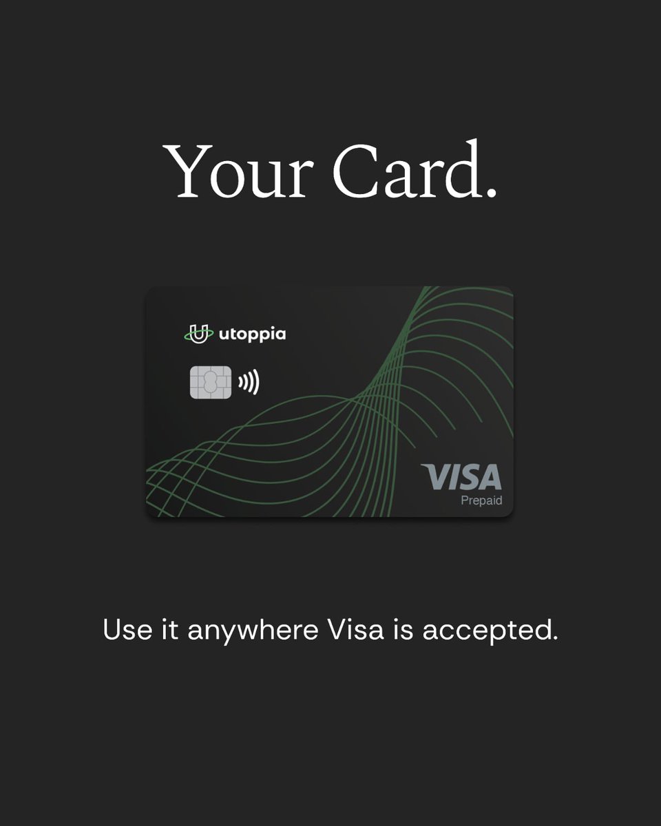 Get your physical card for $9.99 USD🚀

Use it anywhere Visa is accepted. Access your dollars, from anywhere.

Your card isn't just physical. It's powerful.

Issued internationally, accepted everywhere, for just $9.99 USD. Order your card here utoppia.onelink.me/SOMW/nllgcdux