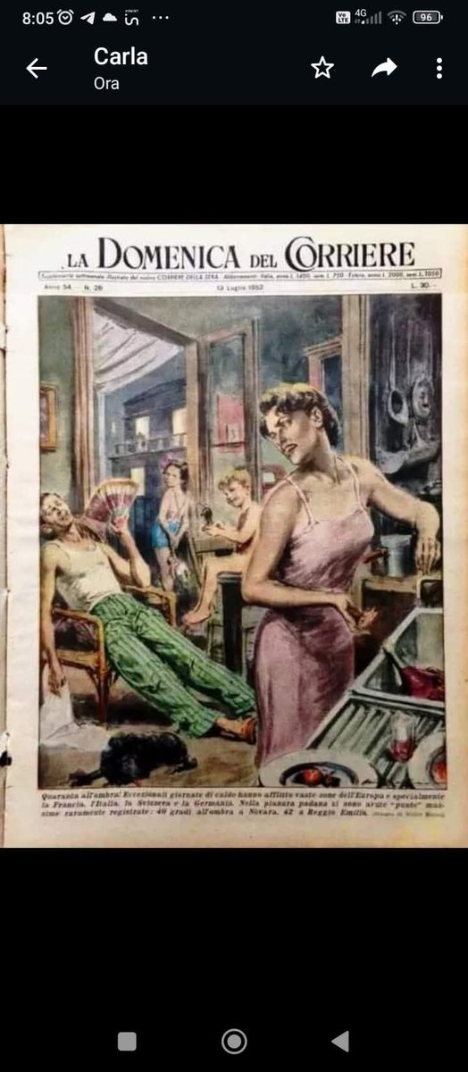 itsmeback_'s tweet image. GIUSTO PER LA CRONACA, MI SONO CAPITATE DUE COPERTINE DE "LA DOMENICA DEL CORRIERE" (popolare settimanale italiano, che in molti ricorderanno benissimo) CHE VOGLIO MOSTRARE.

✅ LA PRIMA RISALE AL 13 LUGLIO 1952 E, SOTTO L'ILLUSTRAZIONE, RECITA:
"Quaranta all'ombra! Eccezionali…