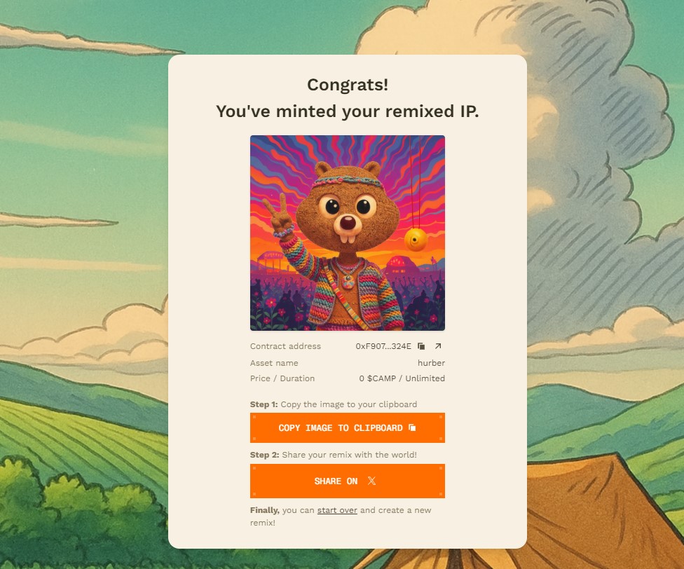 HB_max0's tweet photo. I just minted my remixed @CampTrailHeads IP on @campnetworkxyz! ⛺️

Mint yours at https://t.co/fwXg1gXFvD https://t.co/zQyKwy0KG6