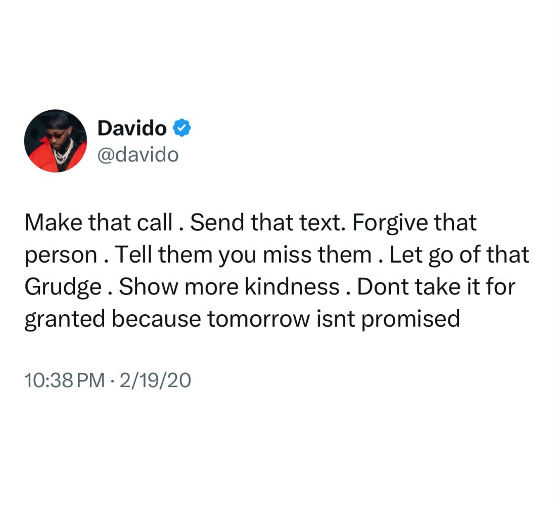 Tomorrow isn't promised