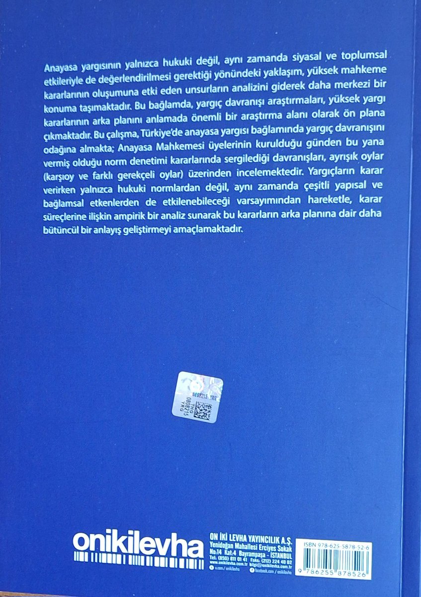 Bölümümüz öğretim üyesi, değerli meslekdaşım Dr. Abdullah Yasin Erdem'in Türkiye'de doktora düzeyinde ilk kez yapılmış "yargıç davranışı" konusundaki özgün çalışması