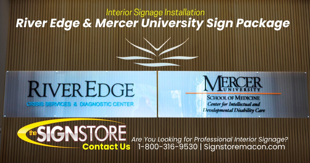 signstoremacon's tweet image. Installed professional interior signage for River Edge Behavioral Health and Mercer University with routed PVC lettering matching branding. Full service from The Sign Store. Call 1-800-316-9530 or visit signstoremacon.com. #Signage #InteriorDesign #InteriorSignage