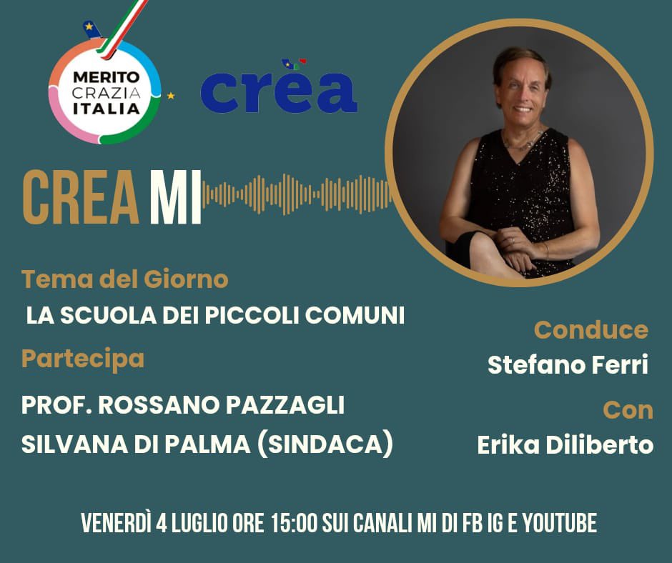 italiachemerita's tweet photo. I piccoli Comuni. Una grande ricchezza sottovalutata.
Ne parliamo coi fondatori della loro scuola.
A Crea-Mi. Venerdì alle 15.00.
#staytuned
#tobedifferent https://t.co/8H9blm1uBW