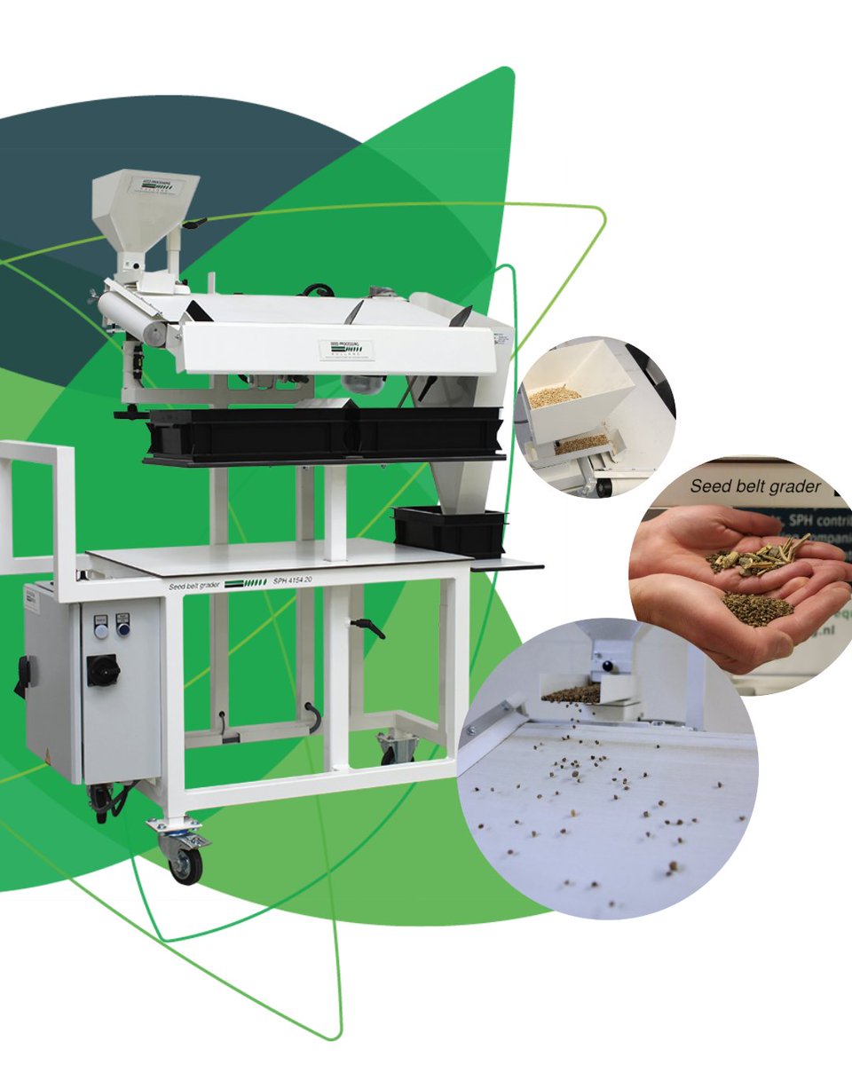 seedprocessing's tweet image. Improve seed purity with the CRM-4100 Seed Belt Grader! 🌱 Separates round seeds from flat/irregular ones, removing sticks, chaff & malformed seeds. ⚙️ Adjustable belt angle 🚚 Compact & mobile 🔄 Unmanned operation. Only 1 available—contact us! #SeedProcessing