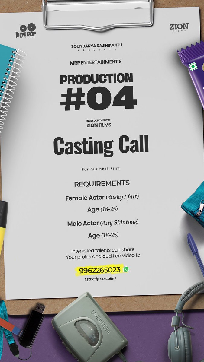 MRP ENTERTAINMENT (@mrp_entertain) on Twitter photo We are looking for fresh and talented faces for our next exciting venture!
If you believe youโre a perfect fit for the role, weโd love to hear from you.
Kindly share your profile and audition video to the details below
WhatsApp (Text Only): 99622 65023
<a href="/soundaryaarajni/">soundarya rajnikanth</a> We are looking for fresh and talented faces for our next exciting venture!
If you believe youโre a perfect fit for the role, weโd love to hear from you.
Kindly share your profile and audition video to the details below
WhatsApp (Text Only): 99622 65023
<a href="/soundaryaarajni/">soundarya rajnikanth</a>
