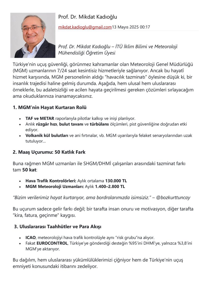 O_dulkadiroglu's tweet photo. Meteorolojik Uyarı haberleri bu kadar önemliyken, 365 gün 7/24 esasıyla çalışan, nöbet ücreti, fazla mesai vs gibi hiçbir ek ödemesi olmayan ve ülkenin her noktasında bu verileri ölçüp, toplayıp, analiz edip, tahminleri üreten uzmanlar görmezden gelinmeye devam ediliyor ! https://t.co/ENuMkHrCuf