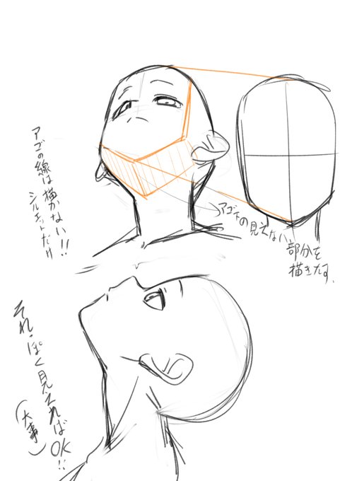 顎下描くときに意識してるところです。
そんなに難しいことは考えてません・・・・ 