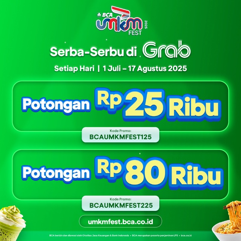 GoodLifeBCA's tweet photo. Diskon hingga 80% di BCA UMKM FEST Online 🛍️

Serbu brand lokal favorit dengan promo menarik!
⁠✨ Diskon hingga 40% Setiap Hari⁠⁠
⁠✨ Diskon Gercep hingga 50% Setiap Sabtu &amp; Minggu
⁠✨ Diskon UMKM Day hingga 80%
⁠⁠✨ Diskon Merdeka hingga 50%

🗓️ 1 Juli - 17 Agustus 2025