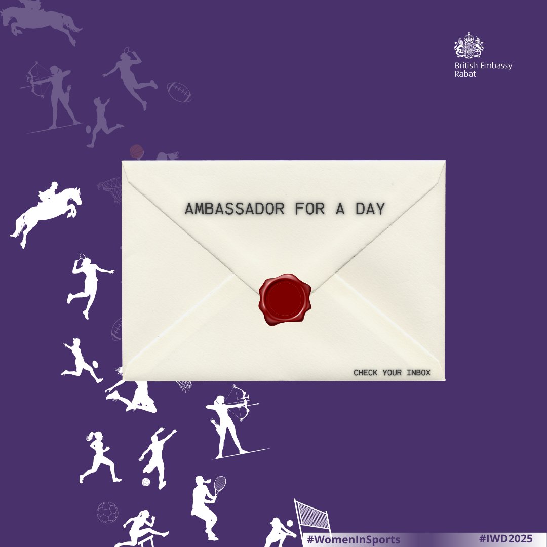 UKinMorocco's tweet image. 📩Check your inbox! Our winners and top 10 candidates have received an update on their Ambassador for a Day application.
 
Thank you to everyone who has applied, it has been a pleasure hearing from all of you!

#IWD2025 #WomenInSports