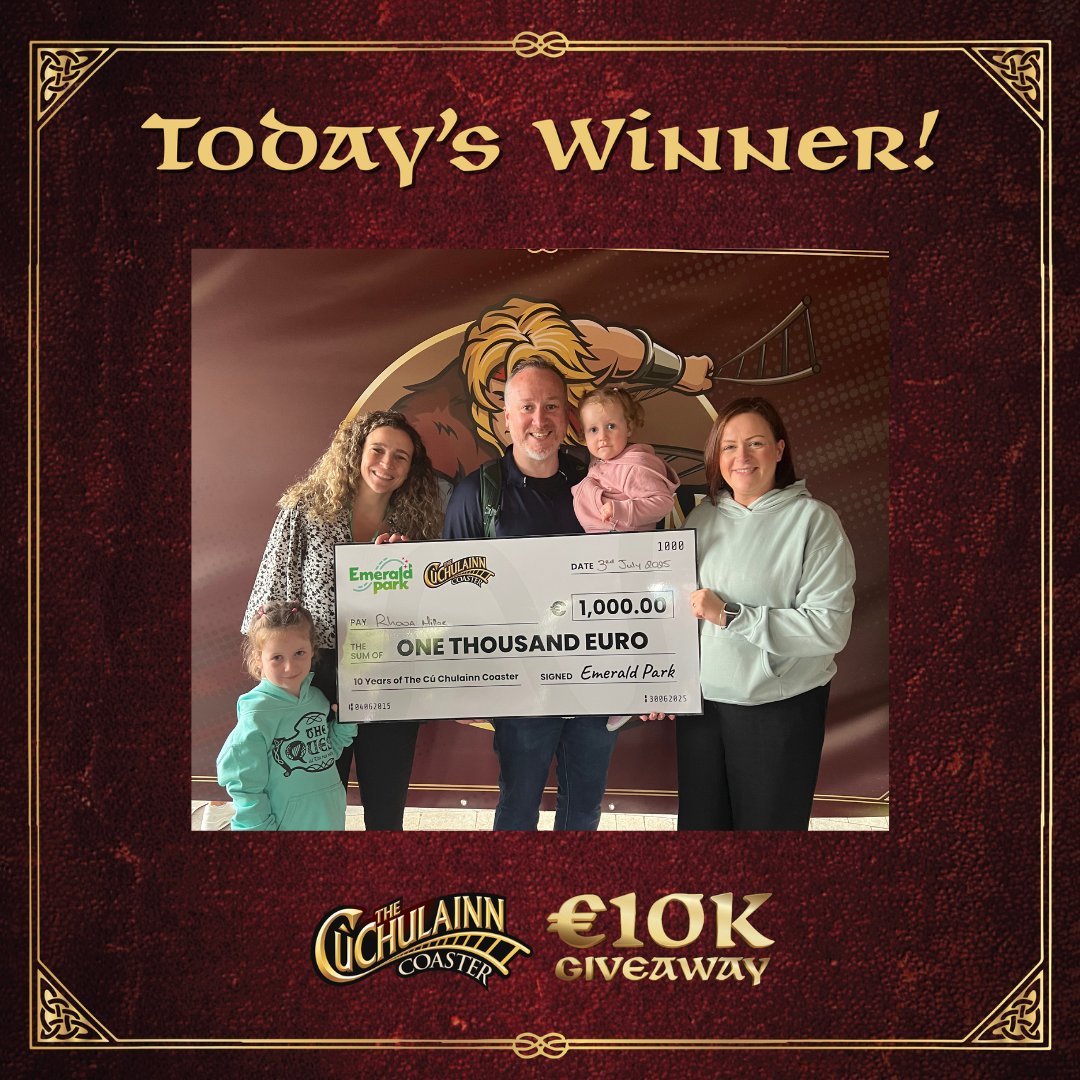 🎉Everyone say a big WOOO for our fourth winner!🎉

There are just six days left to join the celebration - have you booked in for your chance to WIN €1,000?

Don't miss out - it could be your name we're cheering next!💸🎢