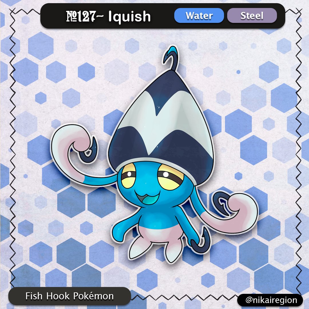 NikaiRegion's tweet photo. New Line Pokémon:
> Iquish and Halohook (The Fisher Pokémon)
- Based on Squid , Hook, Harionago (Yokai) and Fishers;
#squid #fakemon #anzol #harianago #yokai #japan #pokemon #sugimori #watertype #steeltype #art https://t.co/PVkUfDgg11