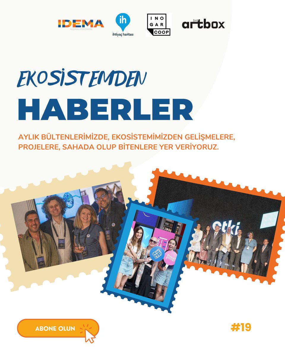 “Ekosistemden Haberler” bültenimizin on dokuzuncu sayısı çıktı!

Bu ayki sayımızda <a href="/idemaglobal/">IDEMA</a>, <a href="/ihtiyacharitasi/">İhtiyaç Haritası / NeedsMap.coop</a> ve
<a href="/inogarofficial/">INOGAR</a> olarak Mayıs ve Haziran ayından haber ve çalışmalarımıza yer veriyoruz:
linkedin.com/pulse/ekosiste…