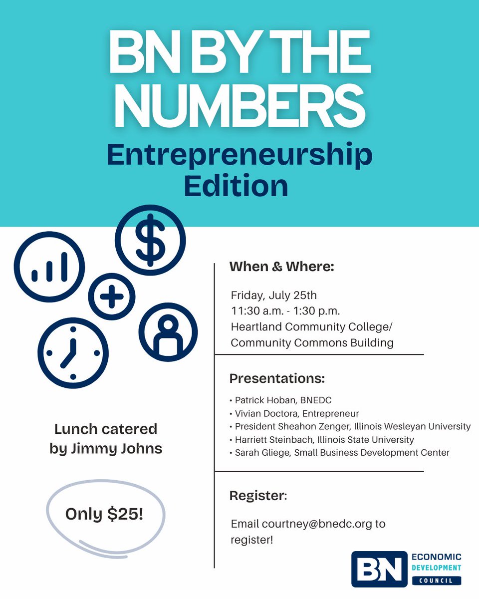 Don't miss our upcoming BN by the Numbers Entrepreneurship Edition event! Register today by emailing courtney@bnedc.org.