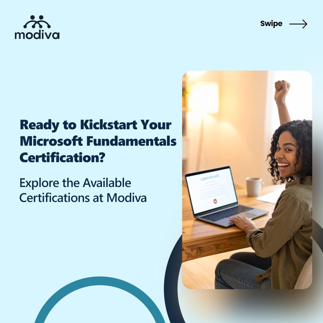 ModivaCommunity's tweet image. Whether it’s Azure, Power Platform, Dynamics, Security, or M365—Modiva’s Microsoft Fundamentals path helps you build essential skills &amp;amp; stand out in tech.
Start your journey today 👉 modiva.org/register
#MicrosoftCertifications #TechSkills #ModivaTraining