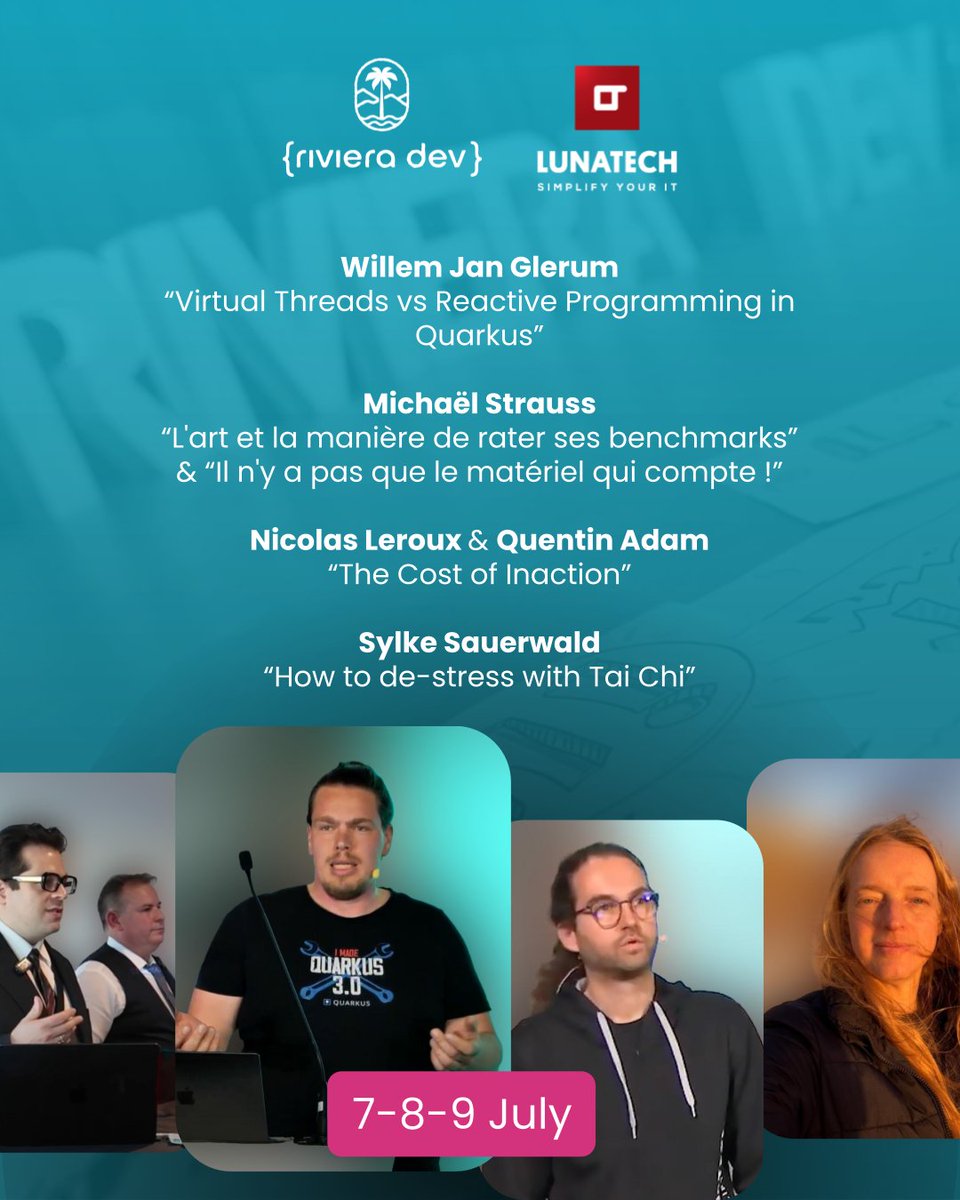 🇬🇧 See you at RivieraDev, July 7-9! Will you be there? Lunatech will take part with 5 talks-tech-focused, but not only! 

rivieradev.fr 

#RivieraDev #Lunatech #TechConference #Java #JVM