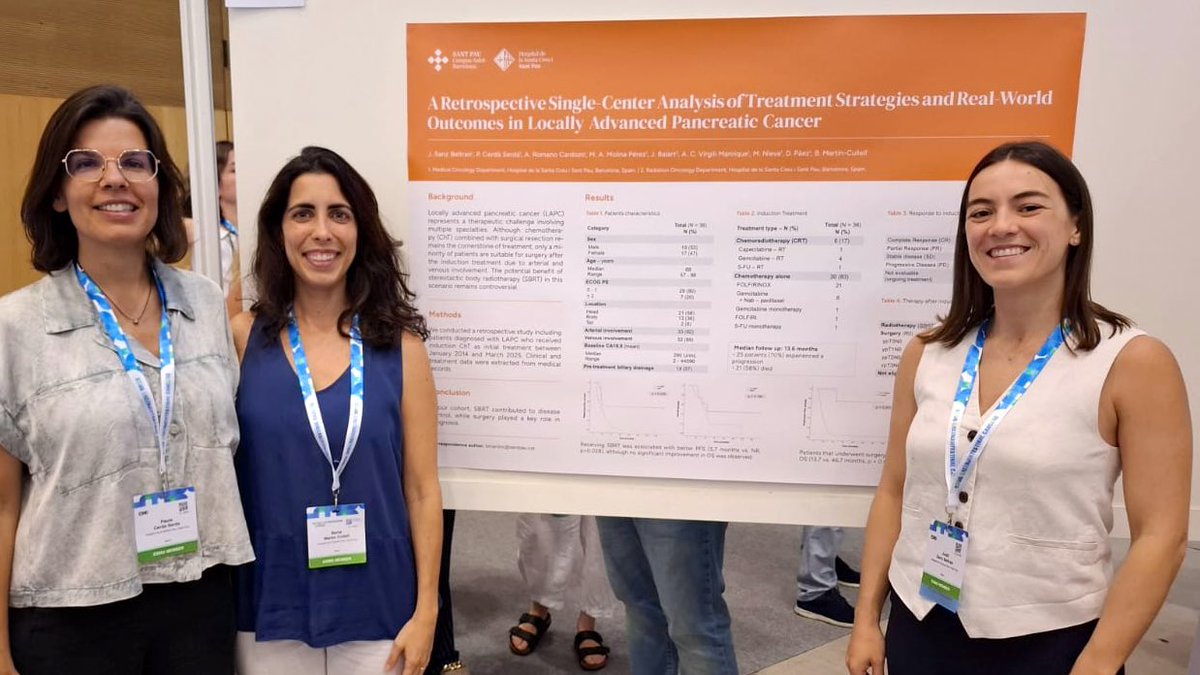 OncoSantPau (@oncosantpau) on Twitter photo La Dra.<a href="/juditsanz/">Judit Sanz Beltran</a>, R4 d’Oncologia Mèdica, presenta a #ESMOGI25 un pòster titulat: “A Retrospective Single-Center Analysis of Treatment Strategies and Real World Outcomes in Locally Advanced Pancreatic Cancer”
#orgullsantpau <a href="/HospitalSantPau/">Sant Pau - Campus Salut Barcelona</a> <a href="/myESMO/">ESMO - Eur. Oncology</a> La Dra.<a href="/juditsanz/">Judit Sanz Beltran</a>, R4 d’Oncologia Mèdica, presenta a #ESMOGI25 un pòster titulat: “A Retrospective Single-Center Analysis of Treatment Strategies and Real World Outcomes in Locally Advanced Pancreatic Cancer”
#orgullsantpau <a href="/HospitalSantPau/">Sant Pau - Campus Salut Barcelona</a> <a href="/myESMO/">ESMO - Eur. Oncology</a>