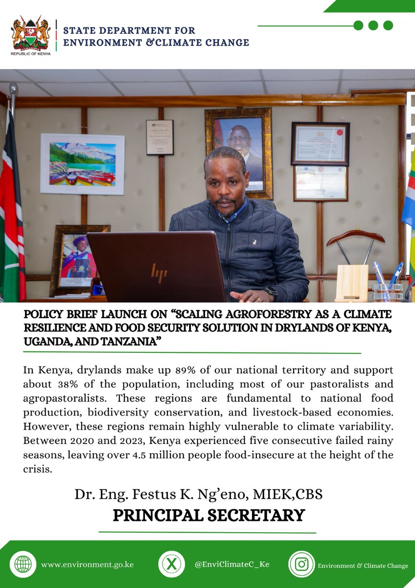 In Kenya, drylands make up 89% of our national territory and support about 38% of the population including most of our pastoralists and agropastoralists. These regions are fundamental to national food production, biodiversity conservation, &amp; livestock-based economies ~PS Nge’no