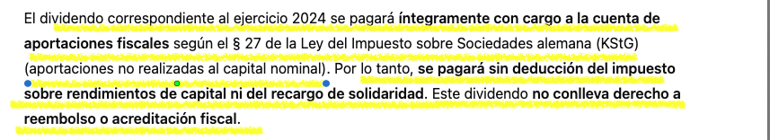 LopezPeiro's tweet photo. Ojalá más empresas alemanas aprovecharan su legislación para evitar la retención en origen de sus dividendos (26,38%) y la consecuente DII

La normativa fiscal alemana permite que los "dividendos" tengan la consideración de devolución del capital vs distribución beneficios https://t.co/Y6kVGEouu1