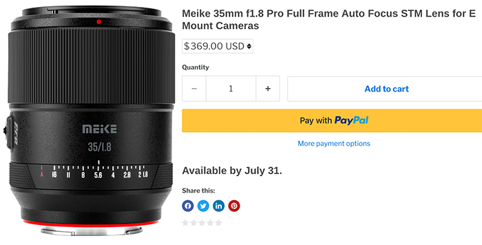 Now available for preorder: New Meike 35mm f/1.8 FE lens -  sonyalpharumors.com/now-available-…