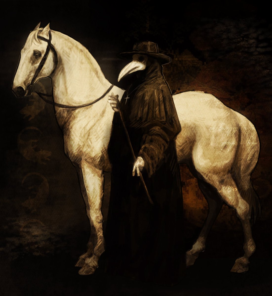 fozzoyeur's tweet image. #art #digitalart #krita #history #medieval #middleages #plaguedoctor #equestrianart