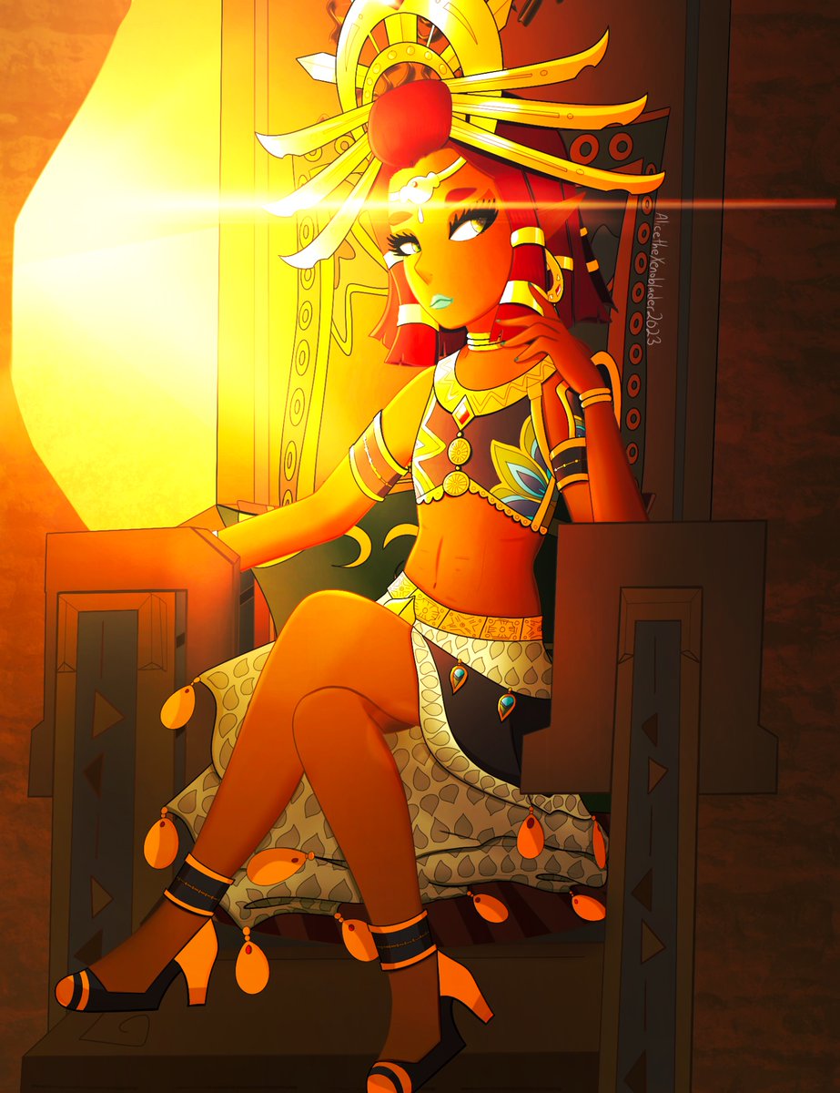 AliceXenoblader's tweet image. Two years ago, I drew this Riju!
It kinda got slept on, but it was one of my favourite pieces that year. Just simply because of the lighting and rendering.
And also it took me ages to draw, due to all of the details.
#art #botw #totk #fanart
