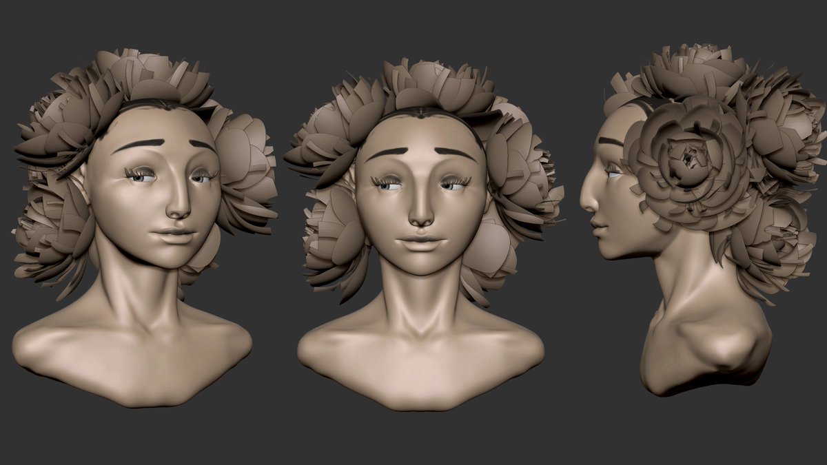JCaronChara's tweet image. Currently digging at this during my free time, the aim is go fully handpainted on this one. Should be a nice result can't wait to see how the flowers turn out 馃尯馃
#zbrush