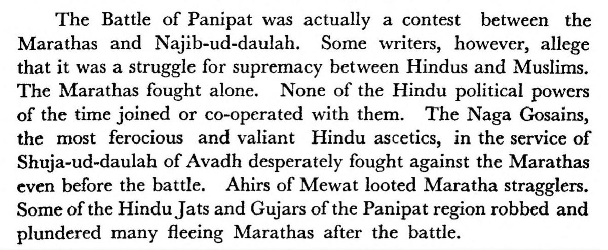 When you realise there’s a reason why entire North India rejoiced at the defeat of Marathas in Panipat.

The Rajputs refused to fight by their side.  The Naga Gosain Sadhus fought against them. The Hindu Jats, Gujjars &amp; Ahirs looted the fleeing Maratha survivors after the battle.