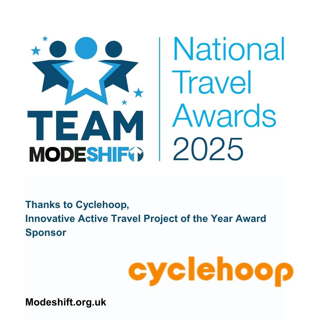 🏆 Who will you nominate?

Nominations are open for the Team Modeshift National Travel Awards 2025!

Thank you <a href="/cyclehoop/">Cyclehoop</a>, our Innovative Active Travel Project of the Year Sponsor. 🏆

📅  Nominate by 18 July
📥 Complete the nomination form here:
➡️🔗 ow.ly/QBOs50Wc86g