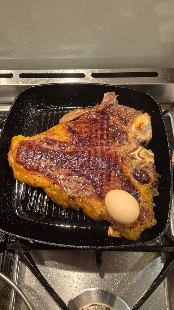 Steak and egg for dinner.