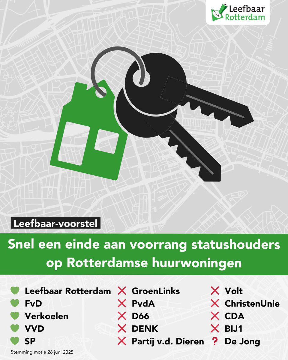 De krapte op de huizenmarkt is enorm. Ondanks alle ambities lukt het door allerlei regels niet om voldoende woningen bij te bouwen in de stad. Wat Leefbaar betreft, wordt alles uit de kast gehaald om Rotterdammers aan woningen te helpen!

Lees meer ➡️ leefbaarrotterdam.nl/nieuws/rotterd…