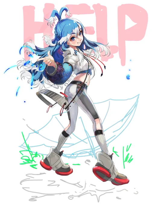 @oresinpu: RT by @kobokanaeru: 絵チャこぼちゃん HELPずっと聞いてる🫨 塗り方・配色に悩んでるうちに梅雨終わってた… 描きなおしたいwip#AeruSeni