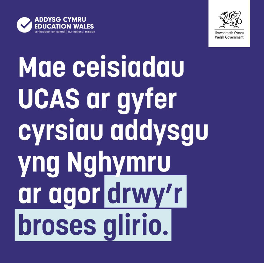 AddysguCymru's tweet image. Mae proses glirio UCAS ar gyfer addysgu ar agor 🌠
Chwilio am dy her nesa? Helpa i siapio’r genhedlaeth nesa drwy ddod yn athro ysgol uwchradd.
👉addysgwyr.cymru/dechreuwch-eic…
#AddysguCymru
#UCAS
#ClirioUCAS
@Athrofa
@ITEcardiffmet
@Prif_Abertawe
@prifysgolbangor
@OUCymru