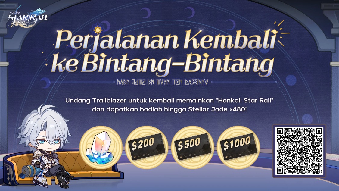 Trailblazer yang Kembali dapat menghubungkan kode undangan dan log in ke game untuk memenangkan Stellar Jade, Gift Card, dan hadiah kejutan lainnya!