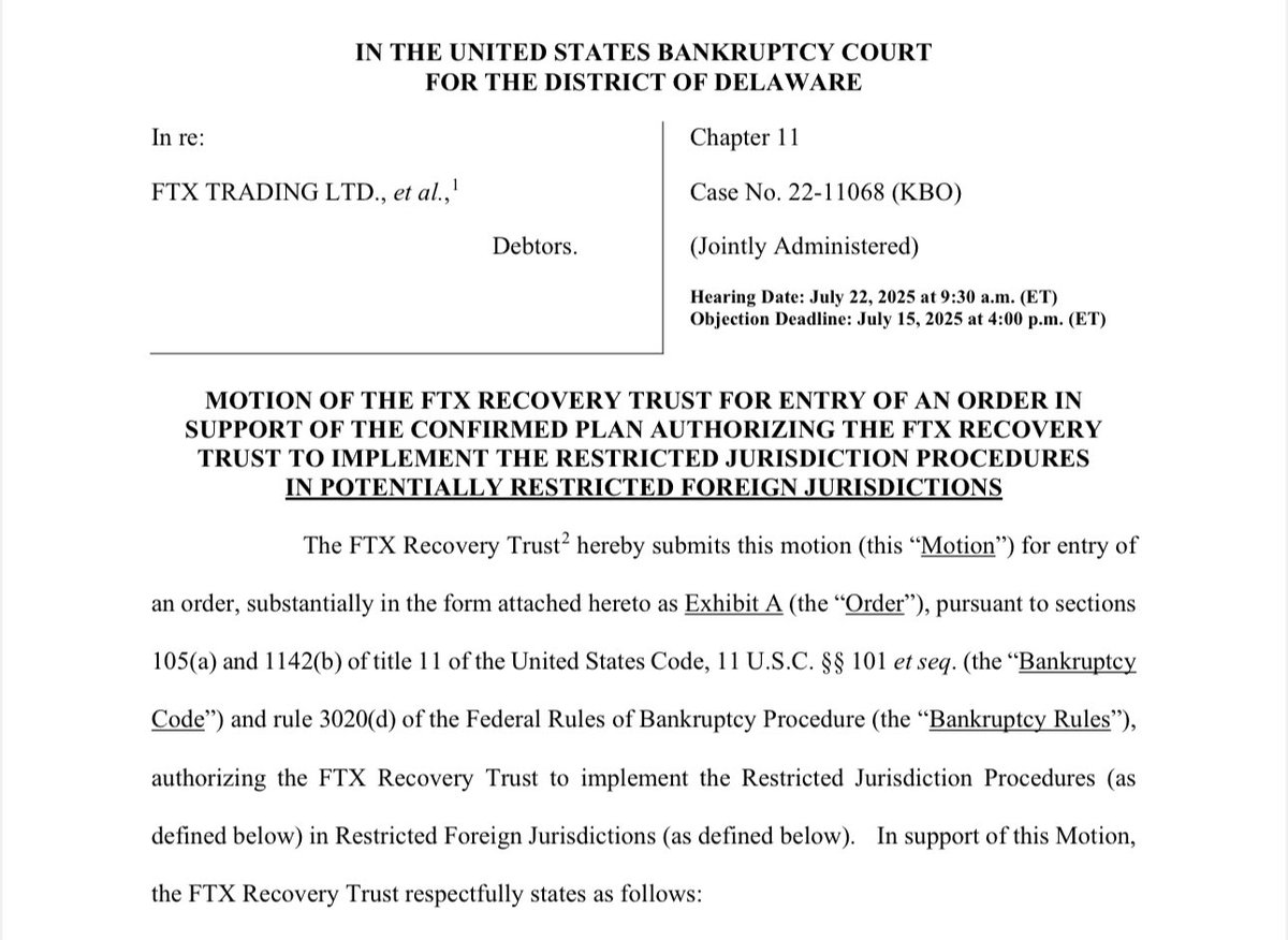 BoringBack's tweet image. 🚨FTX重磅消息通知：

FTX申请法院批准，允许它在49个分配受限的国家/地区（含中国），实施一种新的“受限处理程序”：
对这些国家，FTX会聘请当地合资格律师出具法律意见书
• 若律师确认可以合法赔付 → 就可以正常发放赔付。
• 若律师认为不能合法赔付，或没有出具明确意见 → 启动“受限程序”。…