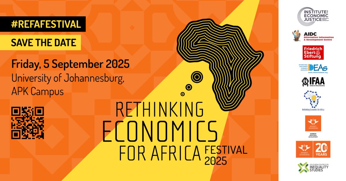 IEJ_SA's tweet image. #REFAFEST2025 returns with a one-day gathering of bold ideas and radical alternatives.
Join us on Friday, 5 September, at the University of Johannesburg. Register now to attend a day of lectures, workshops and creative interventions!
SAVE THE DATE: ow.ly/GVpZ50Wkcx2