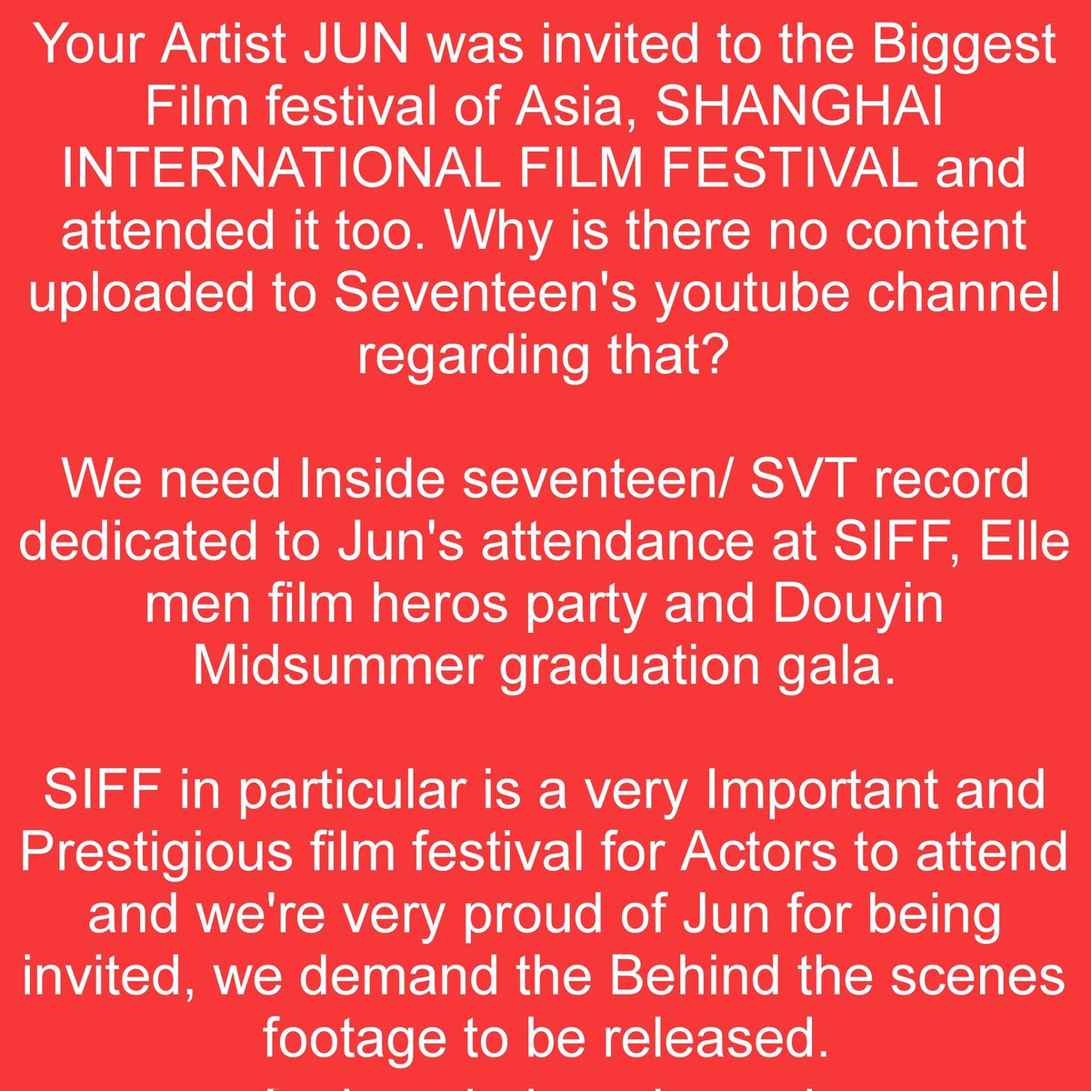 cscwwjhgyu's tweet image. why is he the always left out? no vlogs, no InSe, no coverage of his film festival appearance—nothing. do your job and show up for him like he always does 🙃

WHERE IS JUNHUI
#Stop_Erasing_Jun #TreatJunhuiLikeAMember 
@pledis_17 @pledisnews @pledis17_STAFF
