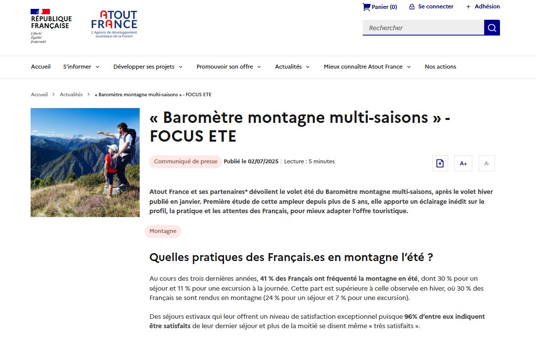 Atout France (@atout_france) on Twitter photo 🔴 Découvrir la montagne en été : ce qui motive les Français
<a href="/atout_france/">Atout France</a> et ses partenaires publient le volet été du Baromètre montagne multi-saisons pour mieux comprendre qui fréquente la montagne l'été, pourquoi et comment 👇
atout-france.fr/fr/actualites/… 🔴 Découvrir la montagne en été : ce qui motive les Français
<a href="/atout_france/">Atout France</a> et ses partenaires publient le volet été du Baromètre montagne multi-saisons pour mieux comprendre qui fréquente la montagne l'été, pourquoi et comment 👇
atout-france.fr/fr/actualites/…