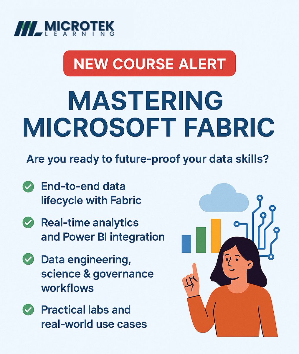 MicrotekLearn's tweet image. 🚀 New Course Alert!
🔧 Mastering Microsoft Fabric is LIVE at Microtek Learning!

👉 Enroll now: microteklearning.com/vendor/microso…

#MicrosoftFabric #DataAnalytics #MicrotekLearning #PowerBI #NewCourse #DataEngineering
