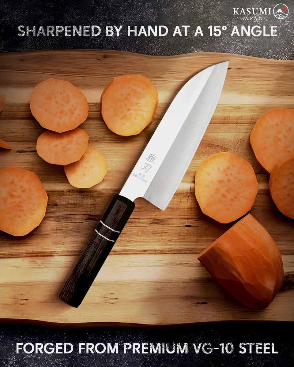KasumiJapanUS's tweet image. Kasumi Japan knives are hand-sharpened at 15° with VG-10 steel for smooth, effortless cuts. A good knife should make cooking easier.
Order now: kasumijapan.com
#KasumiKnives #ArtOfJapaneseCutlery #SharpnessRedefined #MasterChefChoice #KasumiEdge #KitchenPrecision