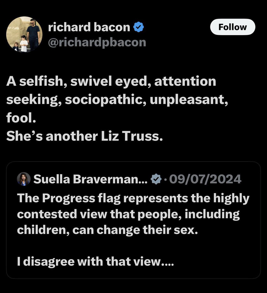 Richard Bacon, heroic defender of female politicians.. unless they’re Tories, then he tears them to shreds.
