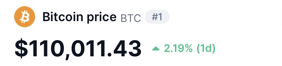 #Bitcoin $BTC #BTC Just Broke Out Above $110,000 👌🏻☀️🚀