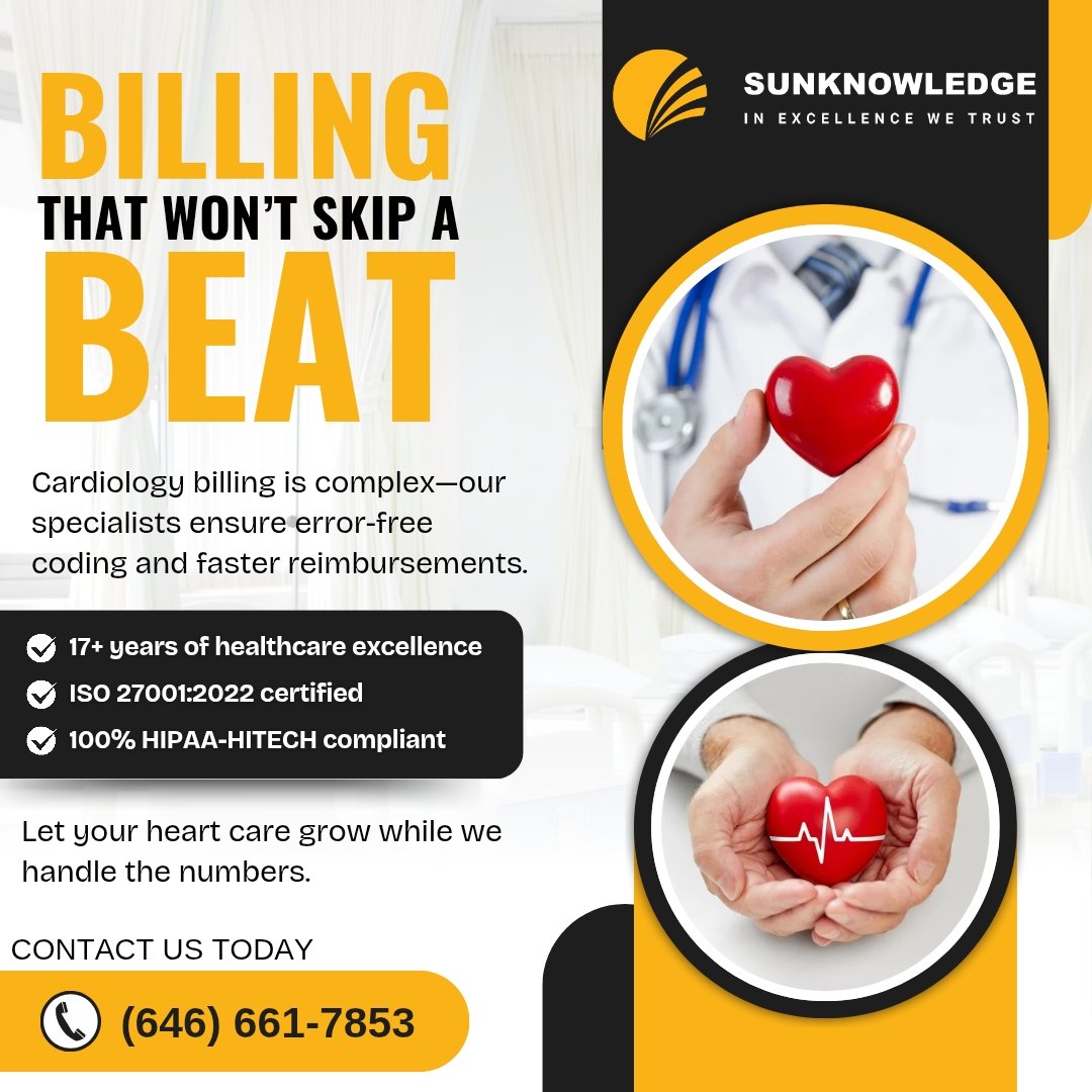 Cardiology billing that never skips a beat. 💓

SunKnowledge ensures accurate coding &amp; faster reimbursements. Focus on care—we handle the rest.

#SunKnowledge #CardiologyBilling #RCMExperts