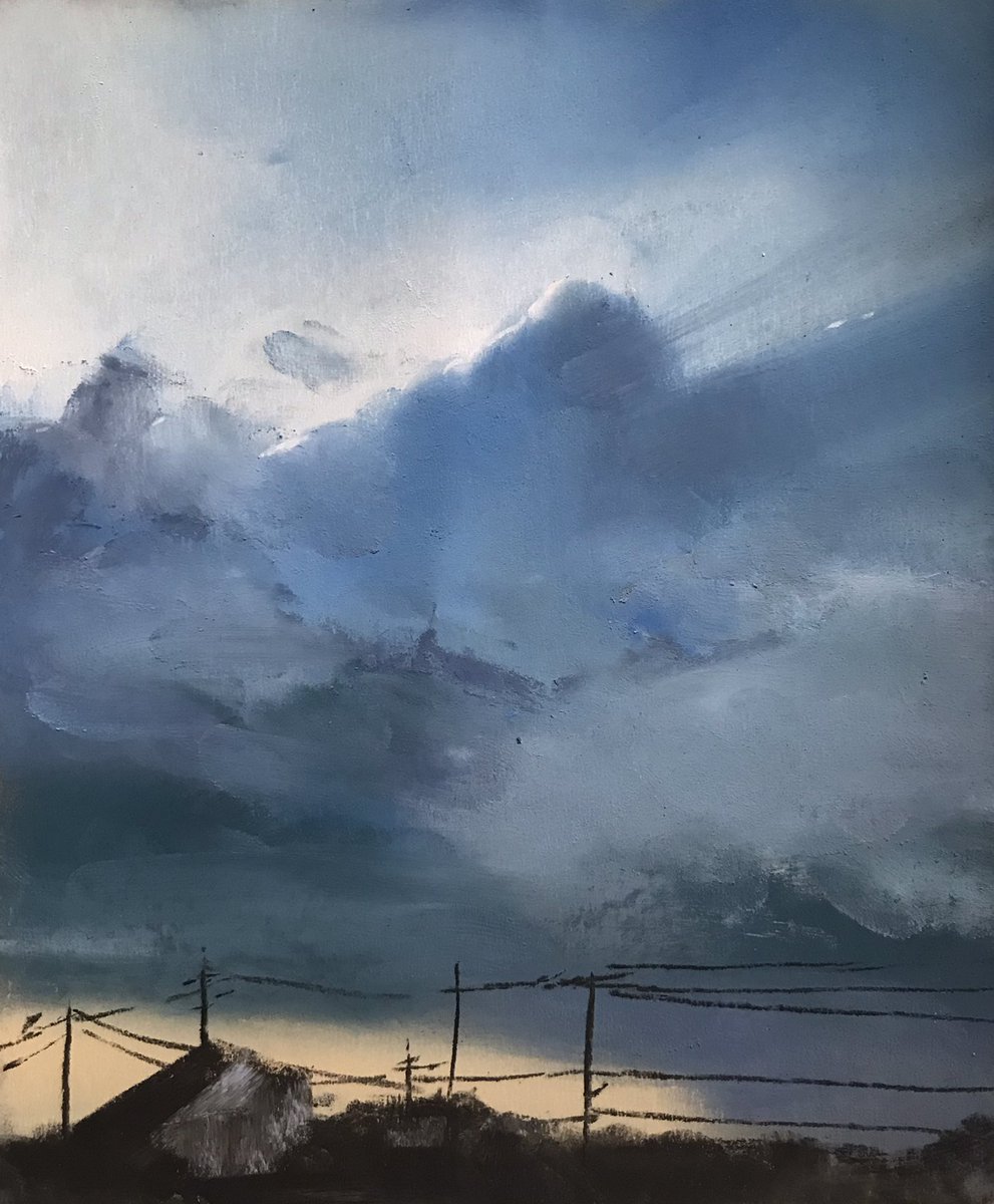 パステルで描いた夕雲