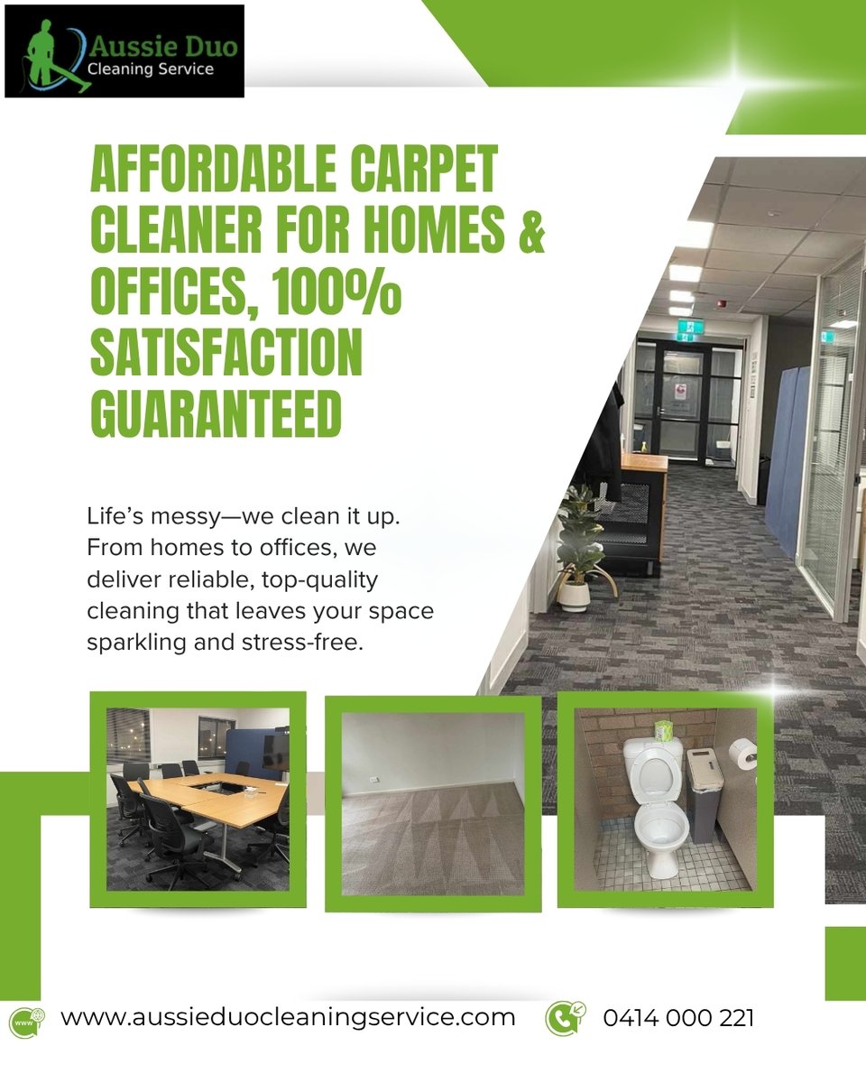 Aussieduo29's tweet photo. Affordable Carpet Cleaning for Homes & Offices! Looking for a reliable and budget-friendly carpet cleaner?
#AffordableCarpetCleaning #HomeCleaning #OfficeCleaning #AussieDuoCleaning #DeepClean #SteamClean https://t.co/9rUooqUrib