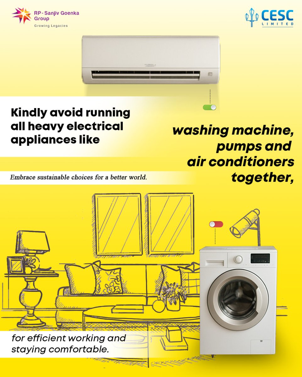 Embrace sustainable choices for a better world.

#CESC #LightingUpLivesWithCESC #ACServicing #EcoFriendly #EnergyEfficiency #SustainableChoices