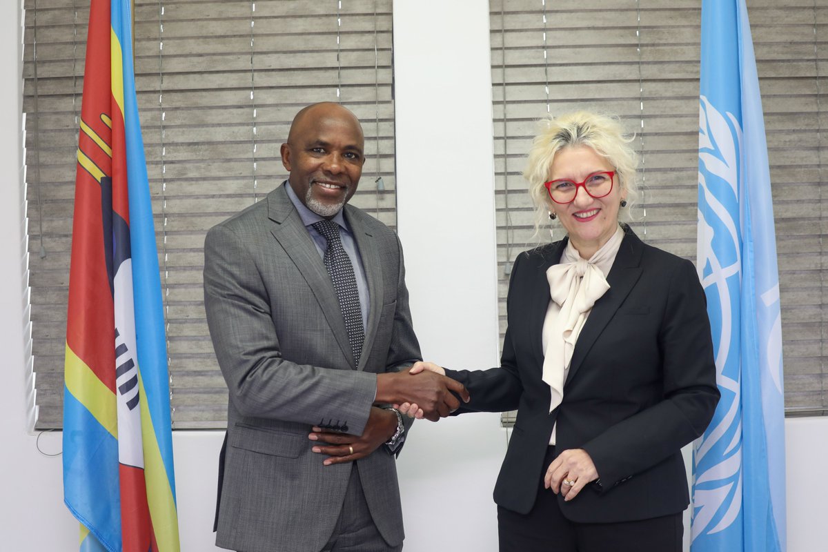 Unicef_Swazi's tweet image. UNICEF RD-Etleva Kadilli met with Eswatini UNRC @WachiraGeorgeW to advance child rights integration across UN programming in Eswatini. Key asks included the need for UN Eswatini to prioritize children in all UN work and strengthen joint programming #ChildRights #SDGAction