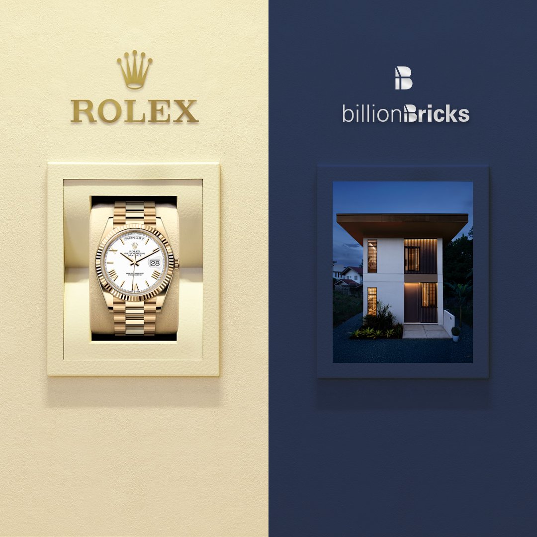 billionbricks's tweet photo. A Rolex Day-Date 40 costs ~$45K.
A symbol of success. Precision. Status.

The same $45K could fund a BillionBricks net-zero home:

🏠 No rent burden
⚡ No blackouts
🌱 A future powered by the sun

One says who you are.
The other says a family has a future.
#ReimagineValue #ESG https://t.co/bYjOKIXz3F