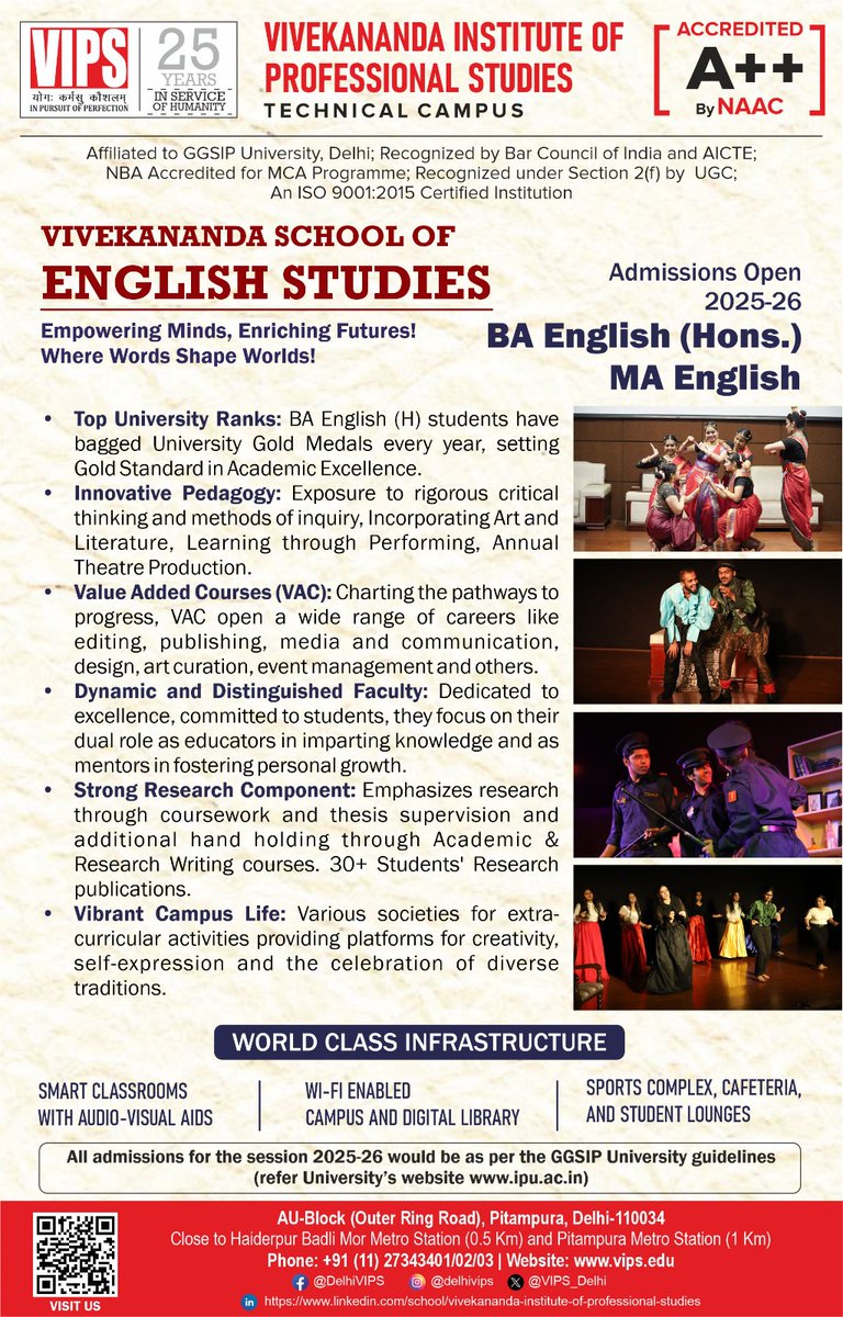 Dive into the world of words with the School of English Studies. Offering BA Eng (Hons) &amp; MA Eng, we boast top university ranks, innovative pedagogy, and a dynamic, dedicated faculty. Your journey to literary excellence &amp; critical thinking starts here! Admissions 2025-26 are open